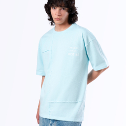 تیشرت زیگ مدل Just be رنگ آبی فیروزه ای