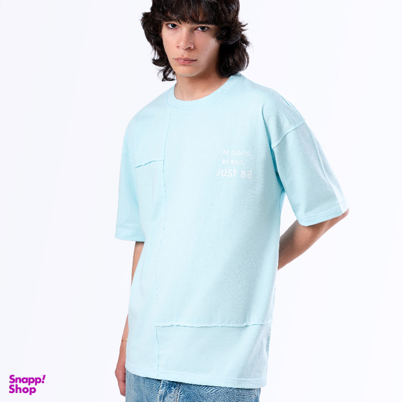 تیشرت زیگ مدل Just be رنگ آبی فیروزه ای