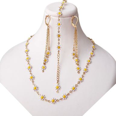 نیم ست زیور زنانه مدل بابونه استیل