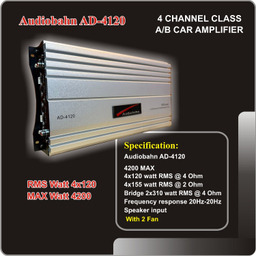 آمپلی فایر خودرو 4 کانال 4×120 آدیو بان مدل AD-4120 4200Watt