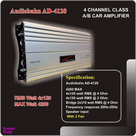 آمپلی فایر خودرو 4 کانال 4×120 آدیو بان مدل AD-4120 4200Watt