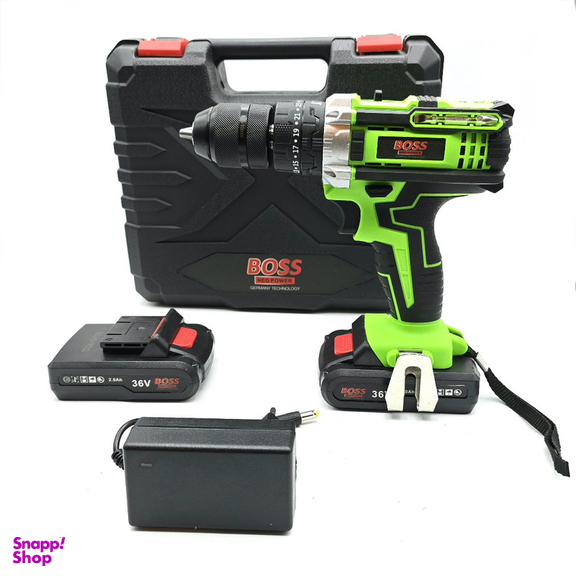 دریل پیچ گوشتی شارژی چکشی باس مدل 36V مجموعه 28 عددی
