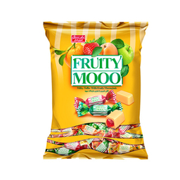 تافی شیری با مغز مارمالاد میوه ای fruity moo شیرین عسل وزن 400 گرم