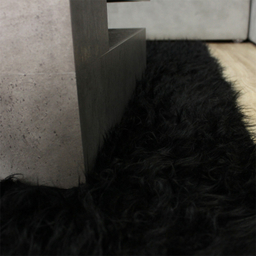 فرش ماشینی شاران هوم طرح خز پرز بلند مدل اسفنج دار زمینه مشکی