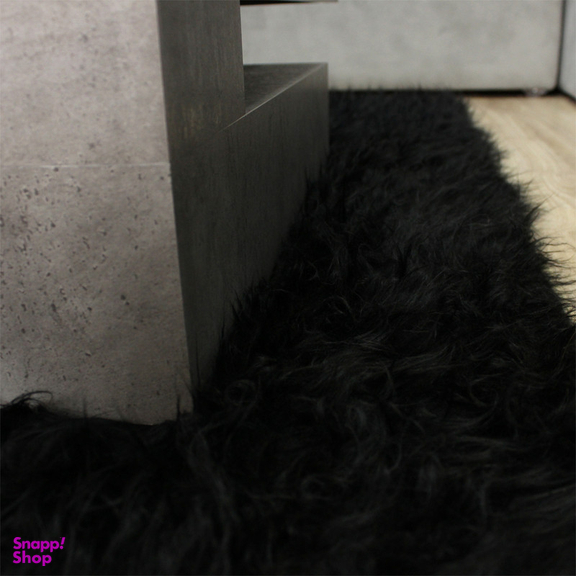 فرش ماشینی شاران هوم طرح خز پرز بلند مدل اسفنج دار زمینه مشکی