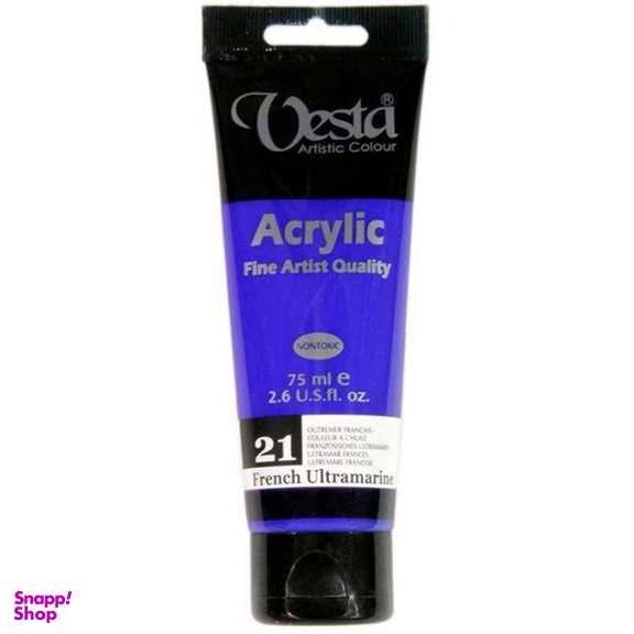 رنگ اکرلیک وستا شماره 21 رنگ آبی حجم 75 میلی لیتر