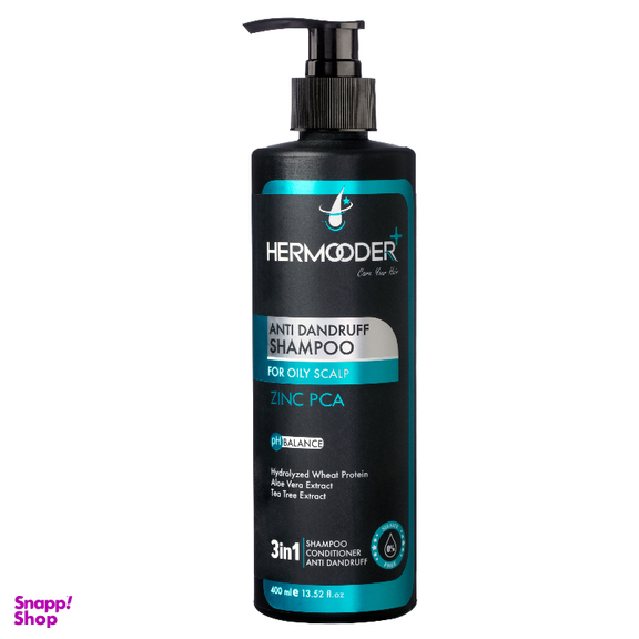 شامپو مو فری سولفات هرمودر مدل Zinc Pca مناسب برای موهای دارای شوره چرب حجم 400 میلی لیتر