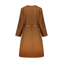 پالتو زنانه گره استایل مدل ناردونه مزین به هنر کچه رنگ شتری