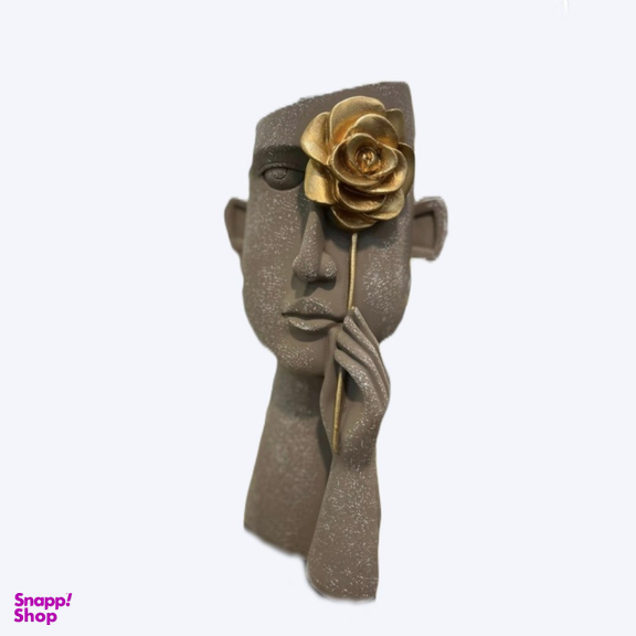 مجسمه مدل گلدان گلرخ کد 4007 رنگ خاکستری