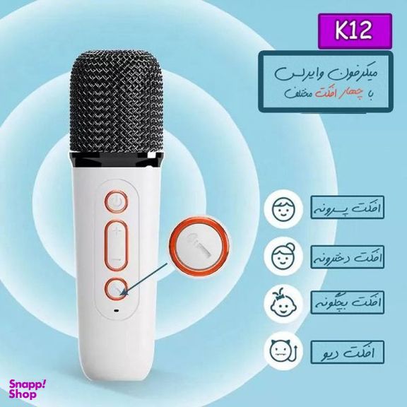اسپیکر بلوتوثی قابل حمل مدل K12 به همراه یک عدد میکروفون