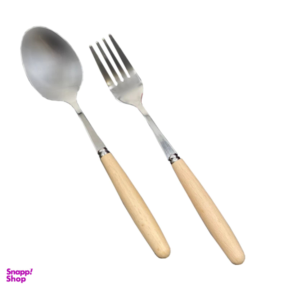 سرویس قاشق و چنگال 12 پارچه مدل دسته چوبی