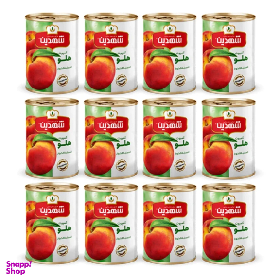 کمپوت هلو شهدین وزن 370 گرم بسته 12 عددی