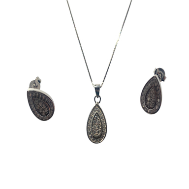 نیم ست نقره زنانه طرح اشک کد 4010