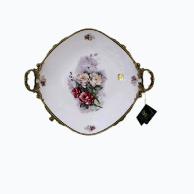 دیس کواترو بزرگ دسته برنج آنتیک میراکل لیموژ کد 169