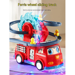 اسباب بازی ناب سل مدل ماشین آتشنشانی متحرک موزیکال به همراه سرسره اردک ها