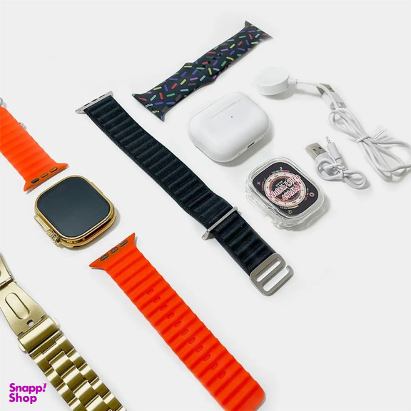 ست ساعت هوشمند و ایرفون بلوتوثی مدل i20 Ultra Max Suit مجموعه 11 عددی