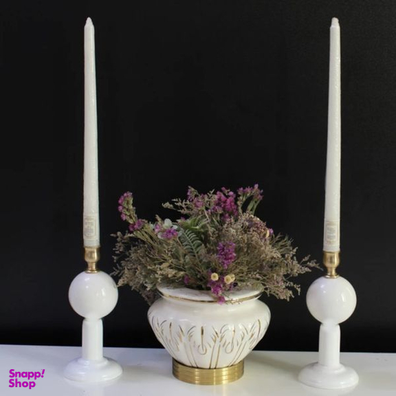 شمعدان نورهام مدل POONY-WHITE مجموعه 2 عددی