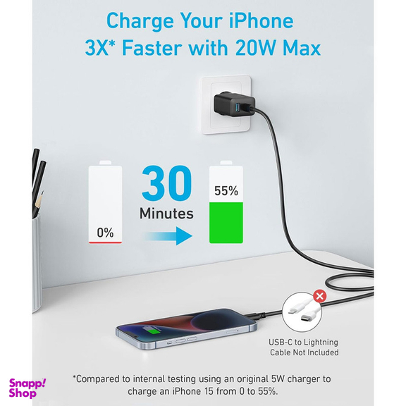 شارژر دیواری 20 وات انکر مدل B2348 به همراه کابل USB-C به طول 1.5 متر