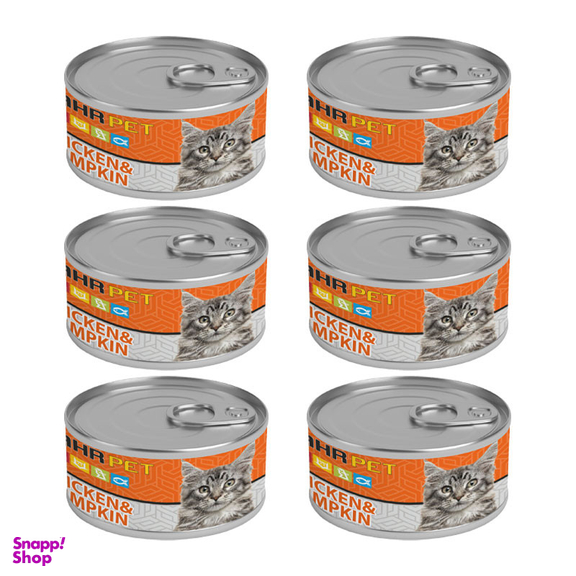 کنسرو نچرال گربه شهرپت مدل Chicken Pumpkin وزن 120 گرم بسته 6 عددی