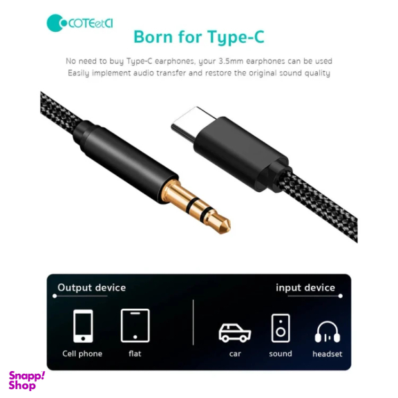 کابل تبدیل Type-C به Jack 3.5mm کوتتسی مدل CS8856 طول 1 متر