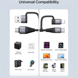کابل دیتا USB/Type-C به Lightning/Type-C جوی روم مدل SA37-2T2 طول 1.2 متر