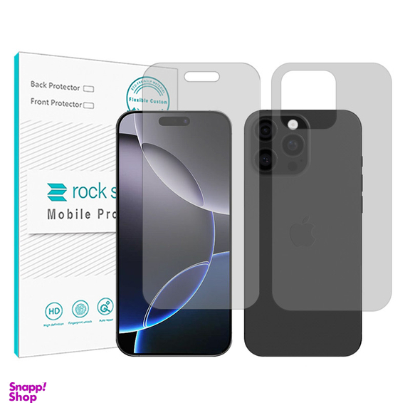 محافظ صفحه نمایش شفاف راک اسپیس مدل Resistant مناسب گوشی موبایل اپل iPhone 16 Pro Max به همراه محافظ پشت گوشی