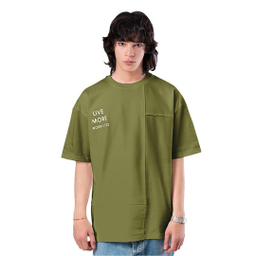 تیشرت زیگ مدل Live more رنگ سبز زیتونی