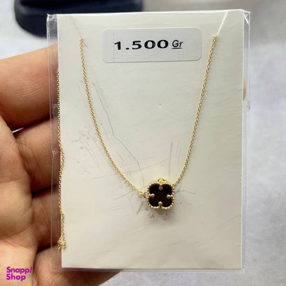 گردنبند طلا 18 عیار زنانه مدل ونکیلف ظریف گل دو رو مشکی