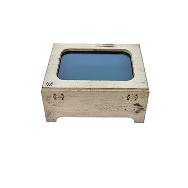جعبه چوبی محک طرح کهنه کاری کد 962519 رنگ کرم