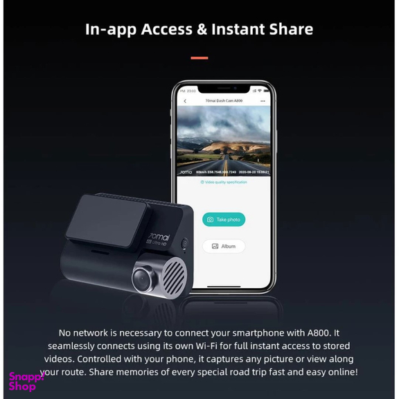 دوربین فیلم برداری خودرو سوِنتی مِی مدل 70maI Dash Cam 4K + Rear Cam Set(RC06) A800S
