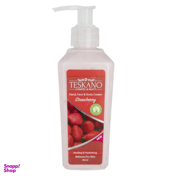 کرم مرطوب کننده صورت و بدن تسکانو مدل توت فرنگی حجم 200 میلی لیتر