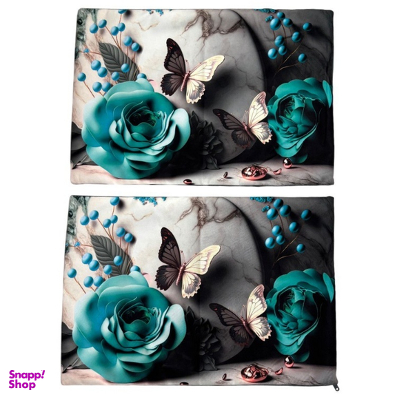 روبالشی مخمل سه بعدی طرح گل و پروانه کد 323 مجموعه 2 عددی