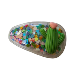 گیره مو دخترانه مدل تق تقی آکواریومی طرح کاکتوس کد 130
