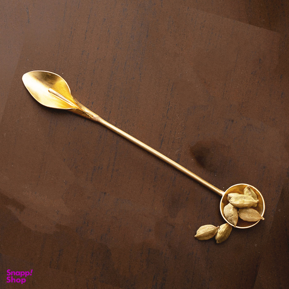 قاشق برنجی شربت خوری مدل گل شیپوری