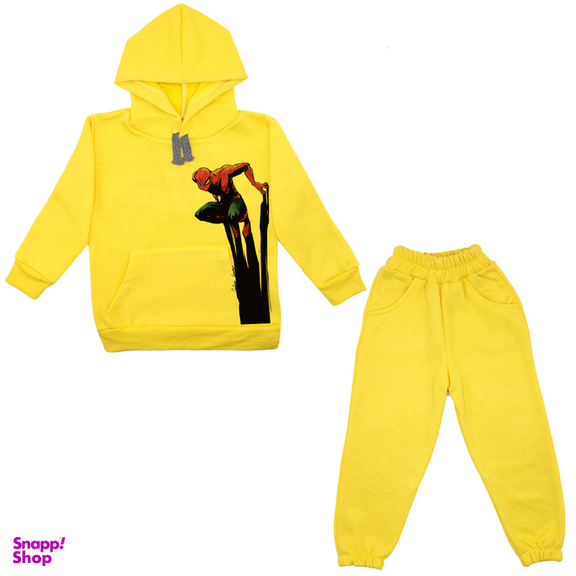 ست هودی و شلوار پسرانه مدل مرد عنکبوتی کد A11 رنگ زرد