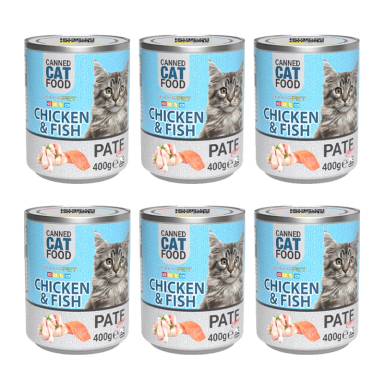 کنسرو گربه شهرپت مدل Chicken And Fish وزن 400 گرم بسته 6 عددی