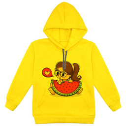 هودی دخترانه مدل دختر و هندونه F64 رنگ زرد