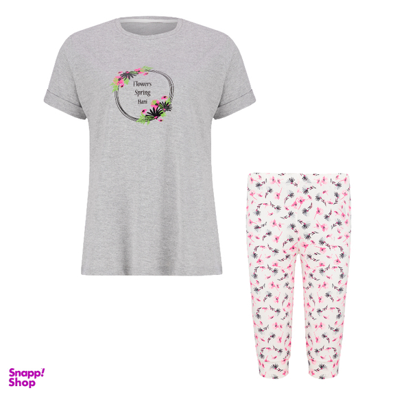 ست تیشرت و شلوارک زنانه کد 1017 رنگ طوسی