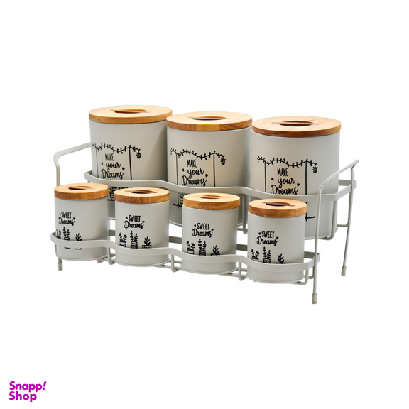 ست جای ادویه 8 پارچه بی.وی.کی مدل درب چوب S_K کد 863416