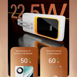 پاوربانک پی زد ایکس مدل V27 Fast Charging 22.5W Cabled ظرفیت 20000 میلی آمپر ساعت