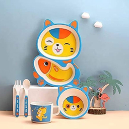 ظرف غذای کودک بامبو طرح گربه مجموعه ۳ عددی