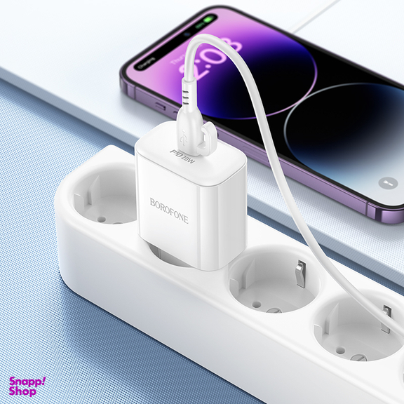 شارژر دیواری 20 وات بروفون مدل BA81A (EU) به همراه کابل Type-C به Lightning