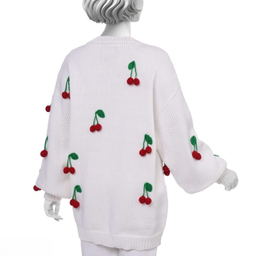 ژاکت زنانه گره استایل مدل cherry رنگ سفید