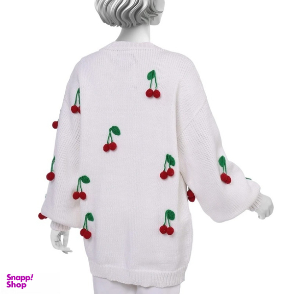 ژاکت زنانه گره استایل مدل cherry رنگ سفید