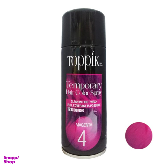 اسپری رنگ مو تاپیک هیر فیلر مدل Temporary حجم 150 میلی لیتر رنگ سرخابی