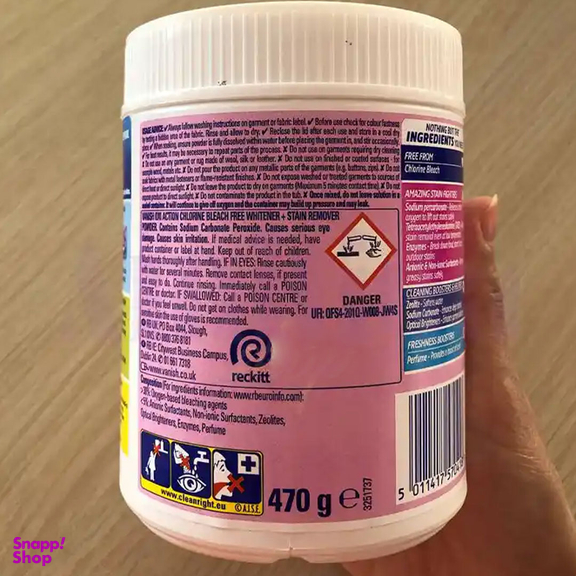پودر لکه بر ونیش مدل oxi action مناسب لباس سفید
