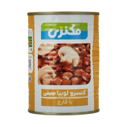 کنسرو لوبیا چیتی با قارچ مکنزی وزن 380 گرم