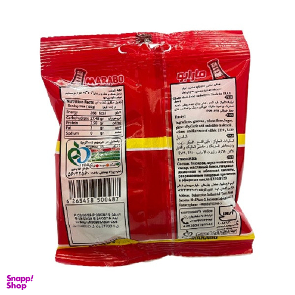 پاستیل لقمه ای نواری با طعم کولا مارابو وزن 50 گرم بسته 12 عددی