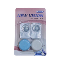 لنز چشم روزانه نیوویژن رنگ آبی دور مشکی وسط عسلی شماره 106 به همراه جالنزی