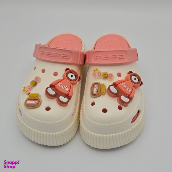 صندل بچگانه پاپا مدل کراکس کد 51649 رنگ کرم صورتی